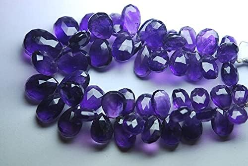 8 inch Strand of Natural Amethyst 12-16mm pear Faceted briolette Beads for DIY Jewelry Making. |BRIO_00248