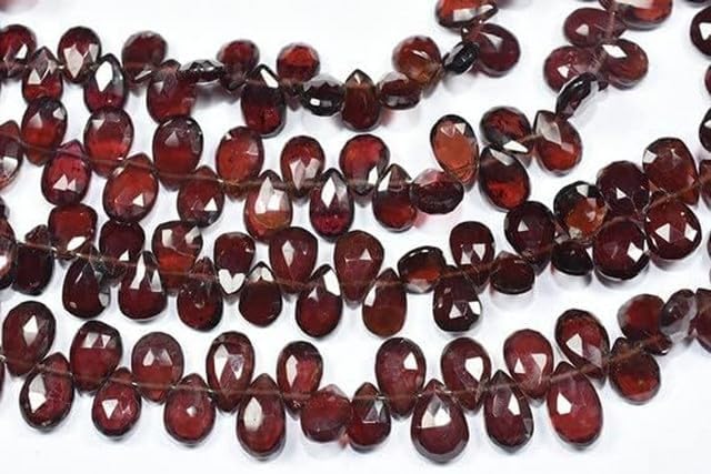 7 Inch 6x9-6x10mm Natural Red Garnet Faceted Pear Shape Briolette Beads lot of 10 Strands CHIK-STRD-95034