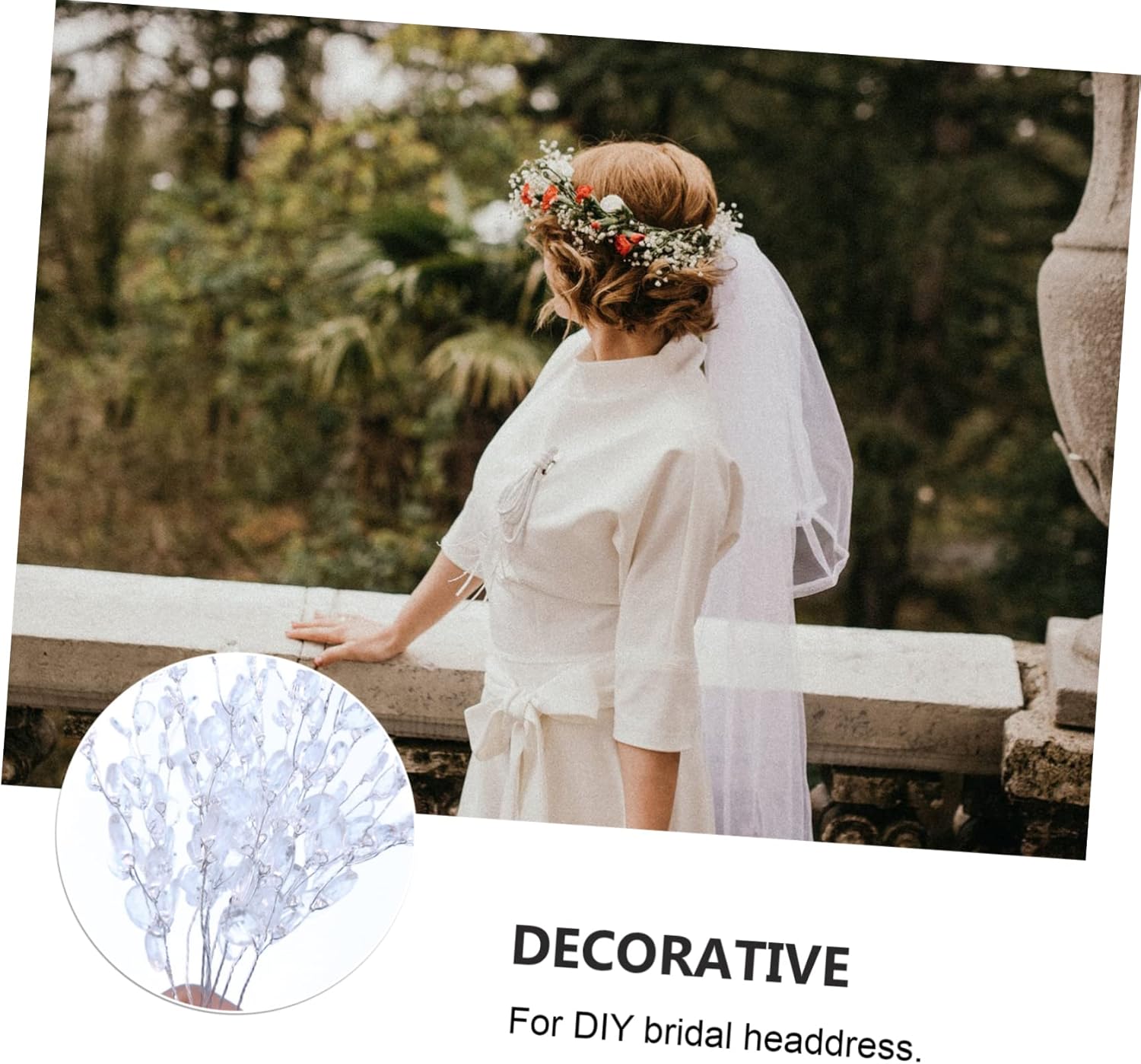 10pcs Acrylic Bead Drops Spray Artificial Floral Stems for Wedding and Craft Decoration DIY Short Branch Bead Accents White for Scrapbooking and Floral Arrangements