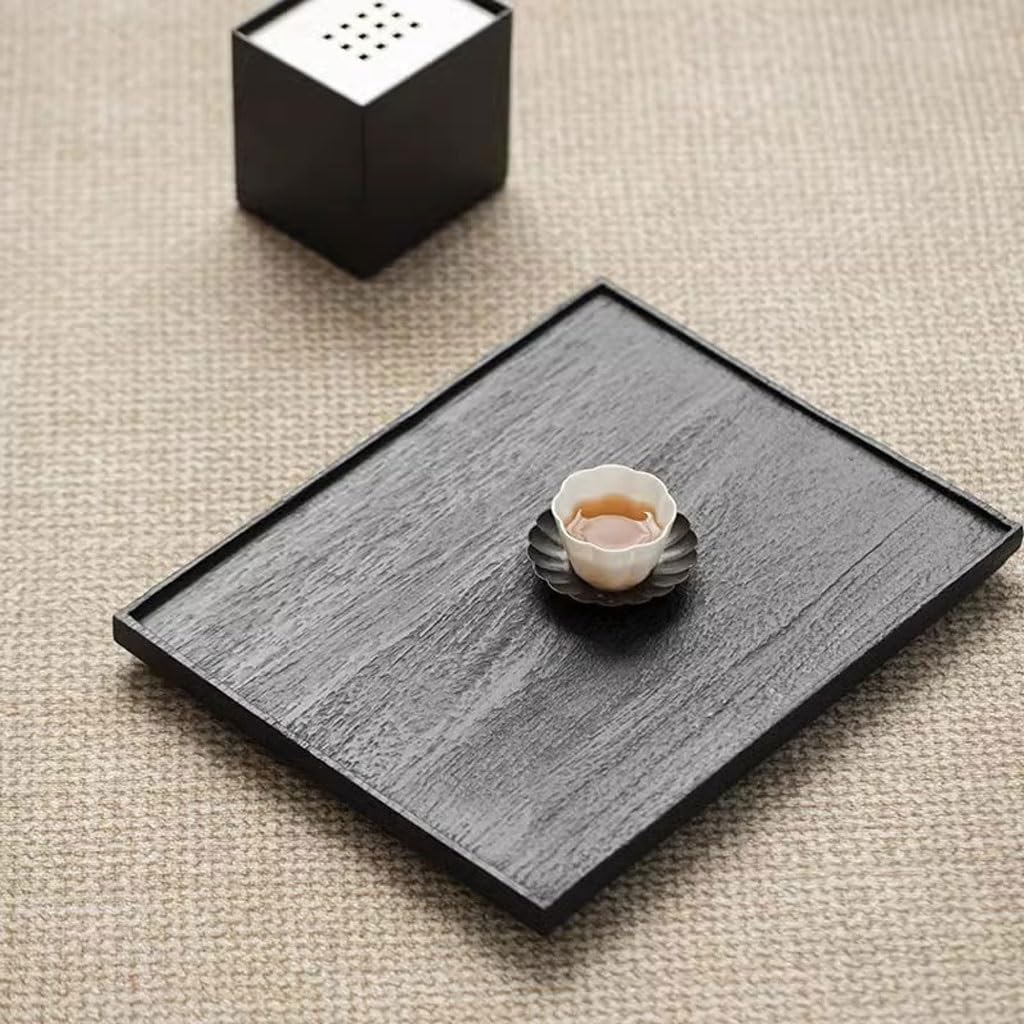 Tray Retro Solid Wood Black Square Tea Tray Home Tea Tray Living Room Dry Tea Table Serving Trays