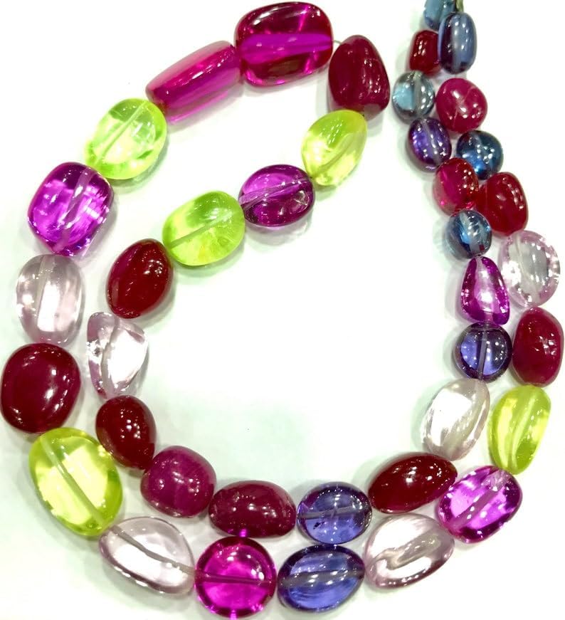 Natural Sapphire, Alexandrite, Ruby Nuggets Smooth Beads 8-13 MM 20 inch Long String Jewelry Making Gemstone Beads for Necklace Bracelet