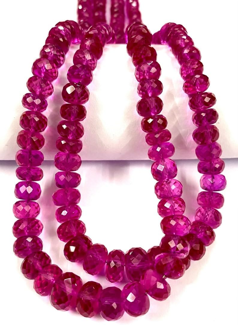 Natural Pink Spinel RONDELLE Faceted Beads 7X9MM 18 inch Long String Jewelry Making Gemstone Beads for Necklace Bracelet
