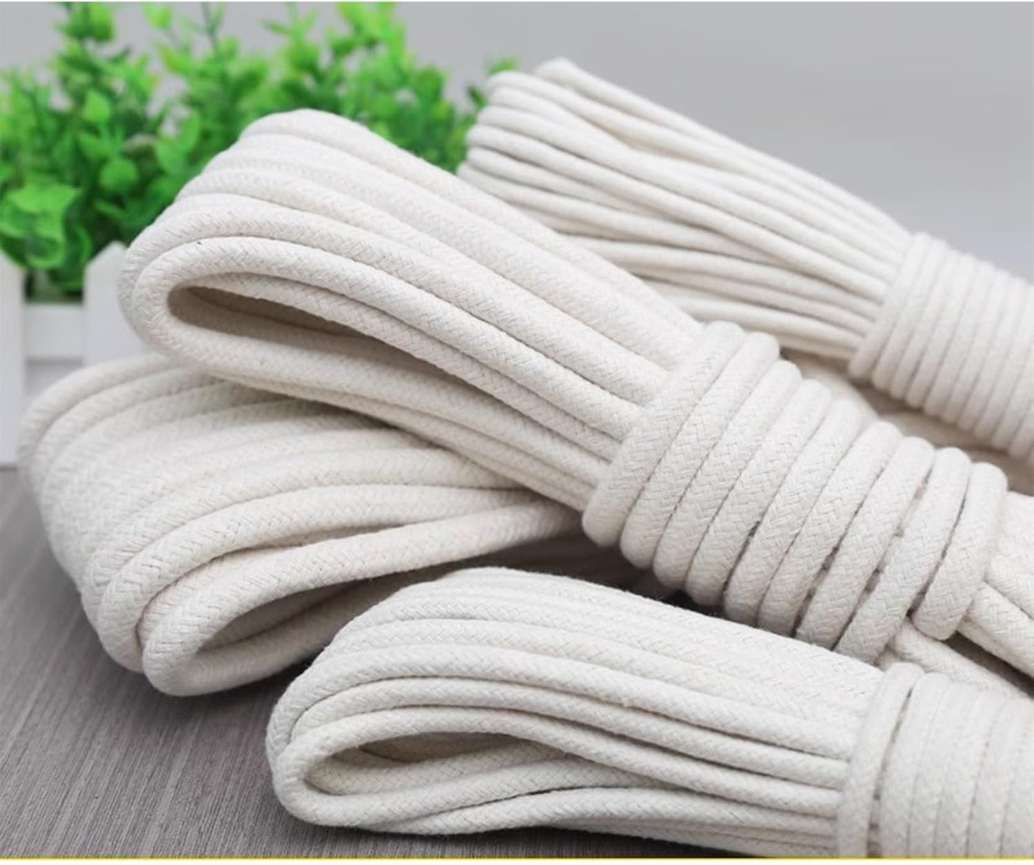 Cotton String Ball, Elastic cord, thread beading string,Macrame Rope 100m Thick Cotton Rope 4/6/8/10mm,Core-Spun Macrame Cord Soft Durable,Multipurpose Macrame Cotton Cord for DIY Crafts,Gardening,Bun