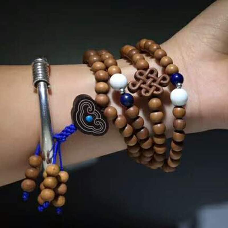 Mascot Wooden Crafts Wood Carving Art Wood Decoration Artwork 老山檀香手串中国结108颗 文玩手串念珠男女檀木佛珠手链(DIY不沉水8MM老山)