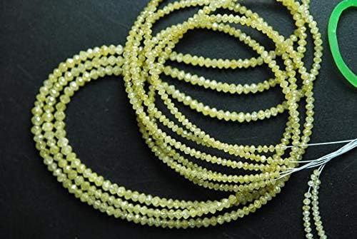 13 inch natural beads strand of 3mm faceted rondelle yellow diamond gemstone beads for DIY jewelry - necklace, bracelet, earring, ring.