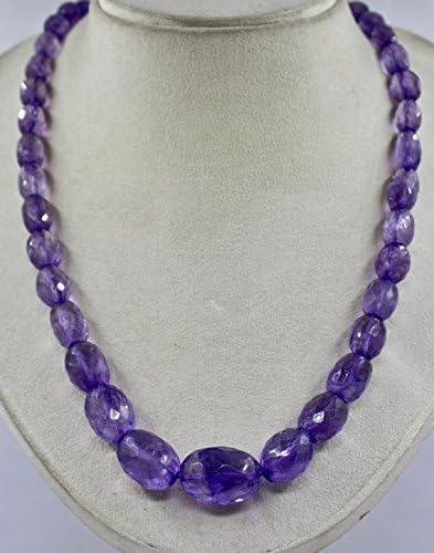25MM TO 8.5MM 1 Line Natural Purple AMETHYST FACETED Oval BEADS Necklace 24 INCHES