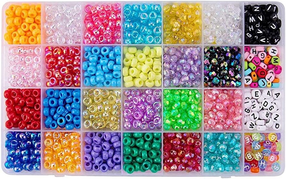 1680 Pieces Beads Bracelet Multicolor Letter Alphabet Beads with Strings Tweezers for Jewelry Making DIY Crafts
