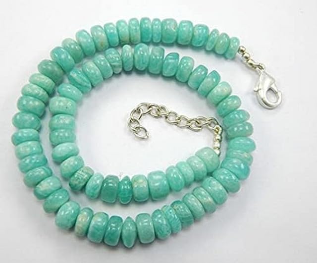 Hand_Crafted Natural Smooth Rondelle Beads 22 Inch Strand, Amazonite Smooth Rondelle Beads Size 8-11 mm YO-NECK- 25531
