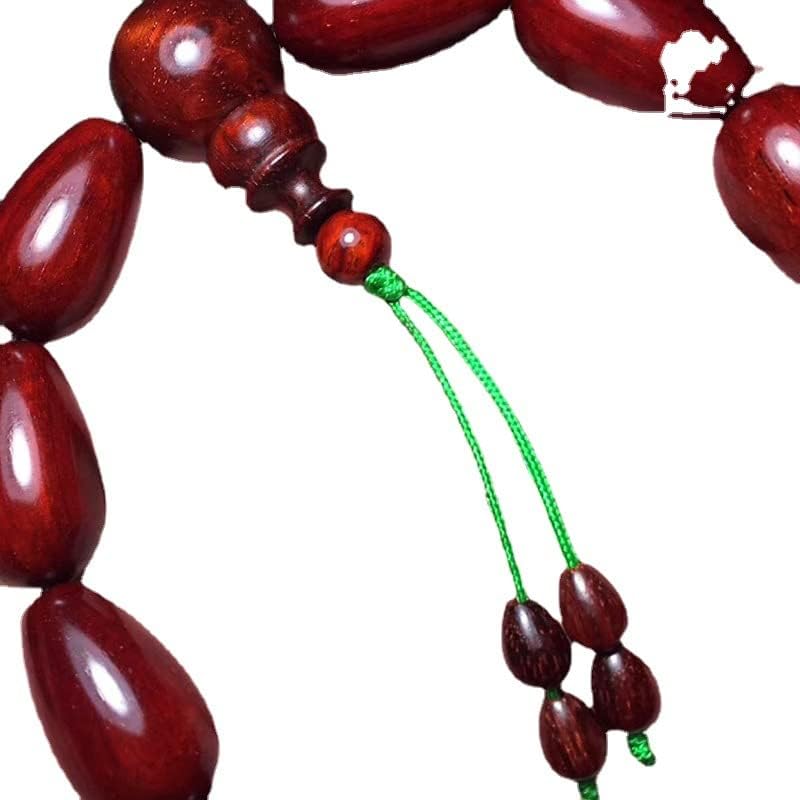 Mascot Wooden Crafts Wood Carving Art Wood Decoration Artwork 小叶紫檀2.0 * 1.2水滴珠佛珠手串高油密酒红底色玻璃底搭配1.5三通(小叶紫檀水滴珠手串)
