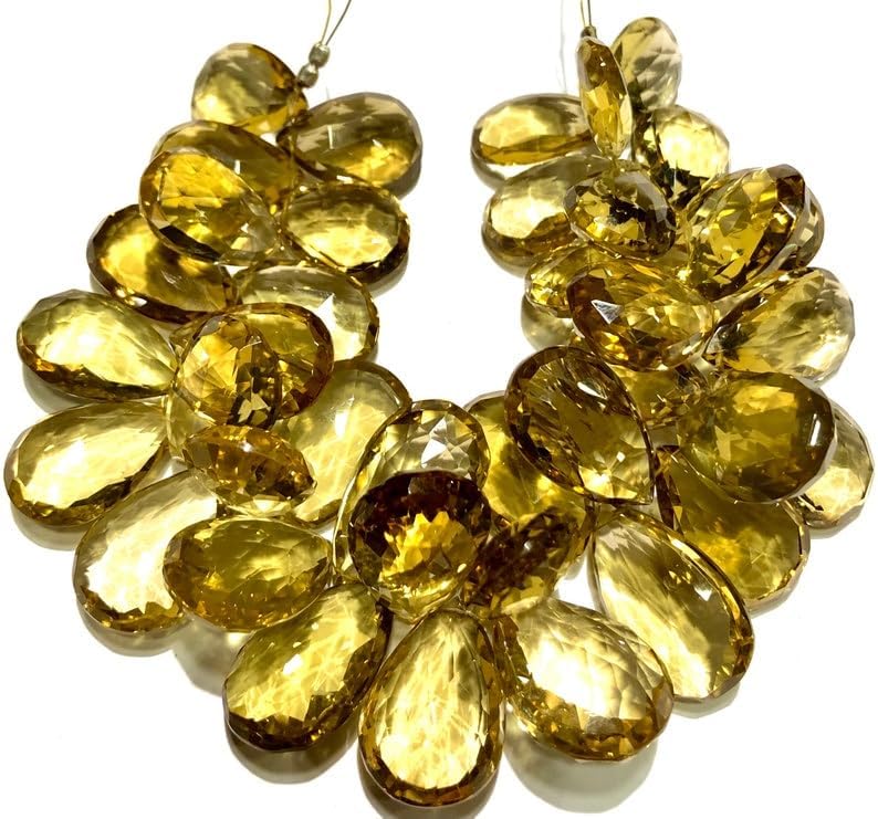 Natural Bear Quartz Pear Faceted Beads 13-16 MM 7 inch Long String Jewelry Making Gemstone Beads for Necklace Bracelet