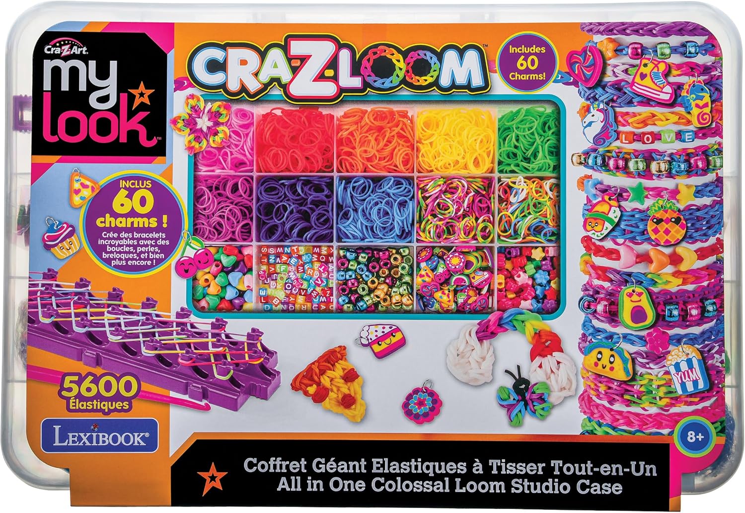 Lexibook, Studio Elastique CRLOOM7 Giant Loom Set All in One Blue Green Red Yellow Orange Pink Purple Black