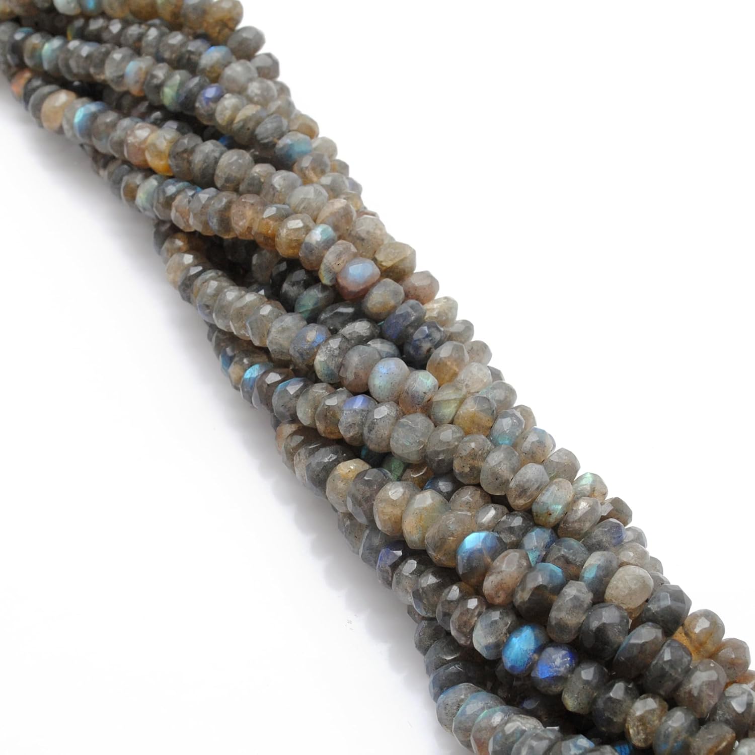 Kanika Creations Natural Labradorite 8mm Round Beads – 90 Pcs Blue Flash Faceted Grey Gemstones, 16