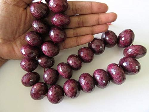 22mm to 30mm Huge Rare Natural Ruby Faceted Rondelle Beads, One of A Kind, 20 Inch Strand