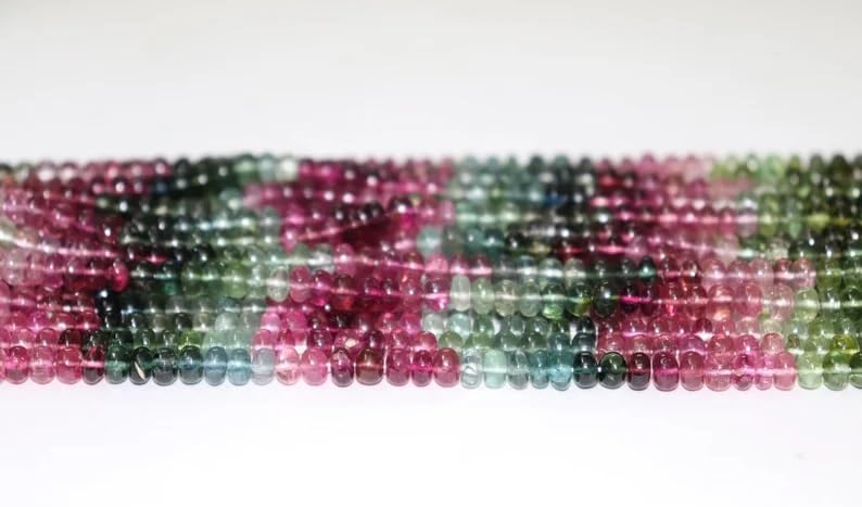 AAA+ Quality Multi Tourmaline Smooth Rondelle Beads 6mm Multi Tourmaline Smooth Rondelle Beads Plain Tourmaline Beads for Making Jwelery