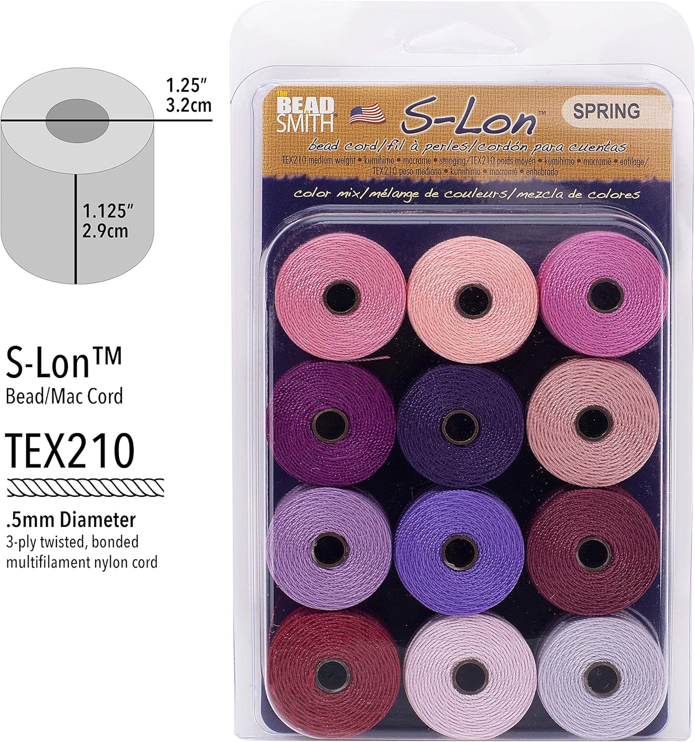 The Beadsmith Mini Macrame Kit - Bead Board 11.5 x 15.5 inches - Thread Zap II - 5.25” Thread Burner - S-Lon Cord #18 Cord, Multipack with 4 Spools – for Macrame and Knotting Jewelry Projects