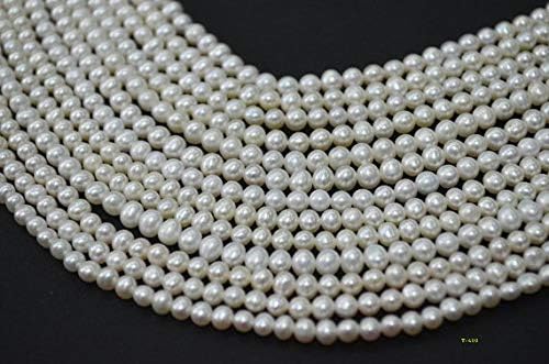 13 inch natural beads strand of 4-4.5mm smooth rondelle fresh water pearl gemstone beads for DIY jewelry - necklace, bracelet, earring, ring.