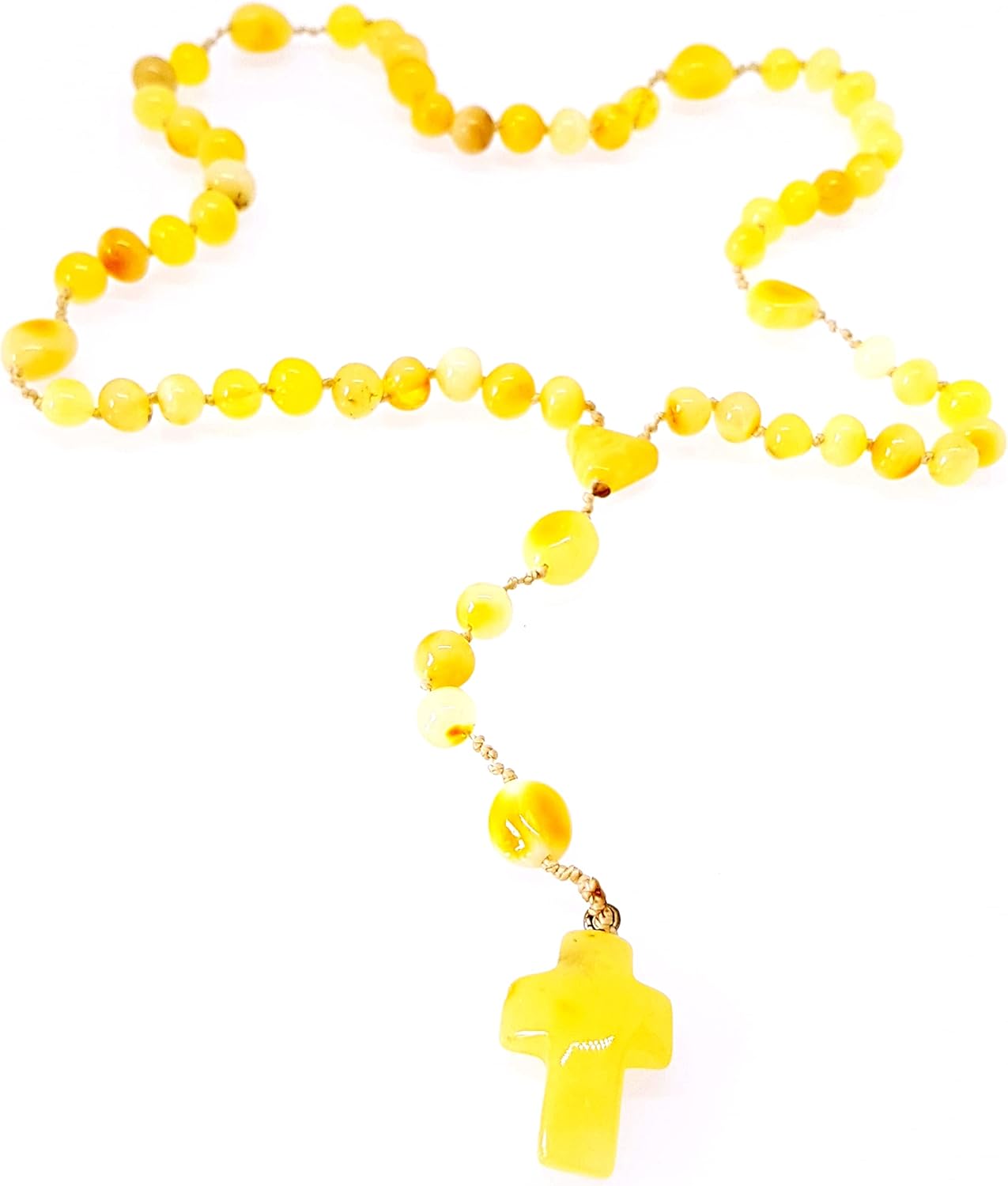 Natural Baltic Amber Rosary Meditation & Prayer Beads/Baroque Beads (Butterscotch)