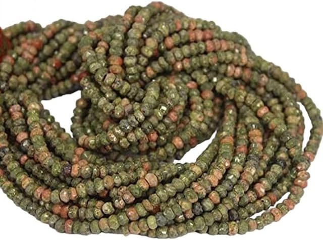 Bi Color Unakite Faceted Rondelle Micro Gemstone Loose Craft Beads 13
