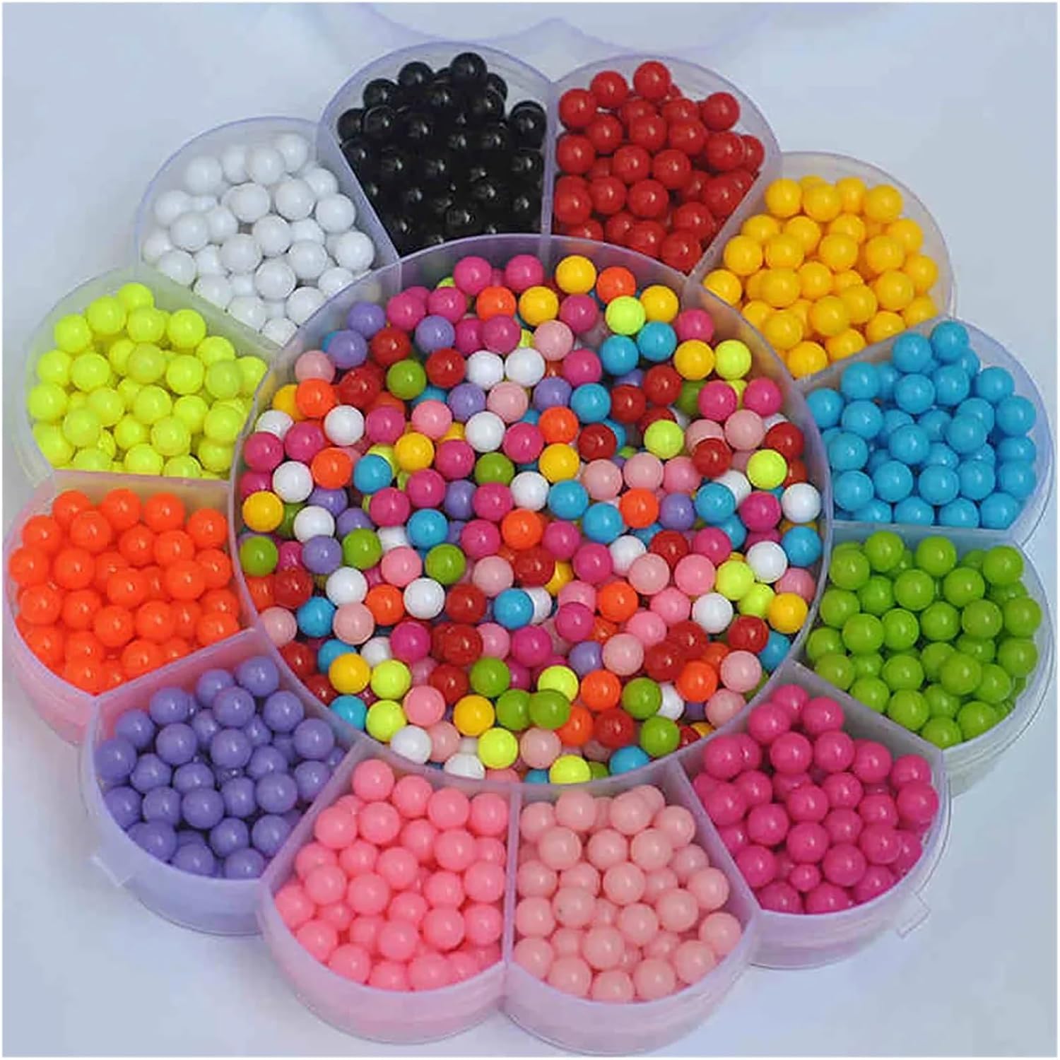 6mm Acrylic Solid Color Non Porous Round Beads Loose DIY Handmade Decorative Material Dropping(White,5000PCS)