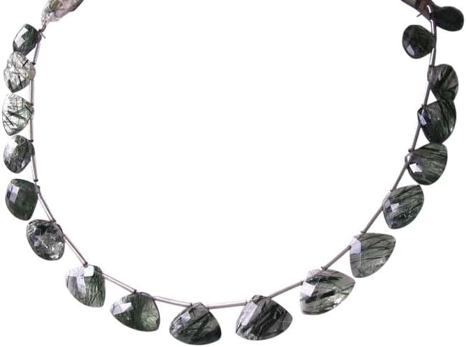 AAA Actinolated Quartz Faceted 8x11mm Briolette Beads 109897 for Jewelry Making