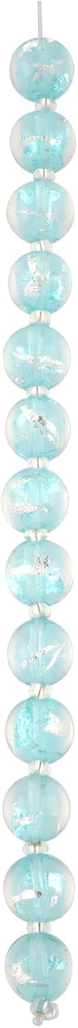 Bead Landing Aqua Lampwork Glass Stripe Beads (12 Pack) – Handmade DIY Jewelry Supplies for Bracelets, Pendants, and Charms