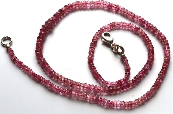 Beads Gemstone 1 Strand Natural 16 inch Full Stand Super Finest Natural Rare Pink Tourmaline Micro Faceted Rondelles, Bead Necklace 2 to 4.5 MM Code-HIGH-21511