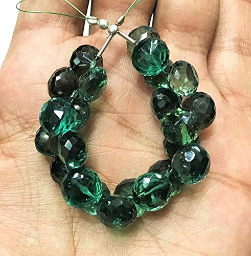 Natural Green Hydro Quartz Onion Faceted Beads 9X10MM 4 inch Long String Jewelry Making Gemstone Beads for Necklace Bracelet