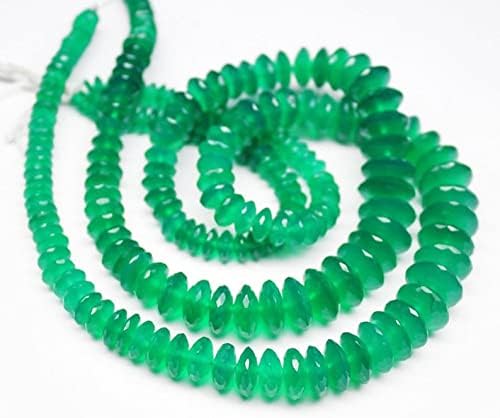 13 inch Strand of Natural gem Green Onyx, 4-10mm disc Faceted Beads for DIY Jewelry Making. | Beads_04401
