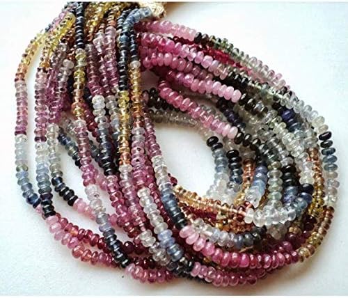 4 Strands, Multi Sapphire Beads, Sapphire Rondelles, 2.5mm to 3mm Beads, 14 Inches to 16 Inches Code-HIGH-48878