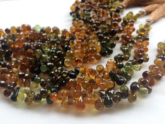 Beads Gemstone 1 Strand Natural Petro Tourmaline Faceted Teardrops, Tourmaline Beads, Petro Tourmaline Necklace, 6x8mm, 4 Inch Code-HIGH-19341