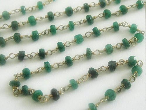 1 ft rosary chain green onyx, high 3mm wire wrapped beads, brides