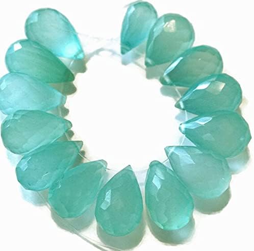 8 inch Strand of Natural Chalcedony 7x13-10x15mm Teardrop Faceted briolette Beads for DIY Jewelry Making. |BRIO_02057