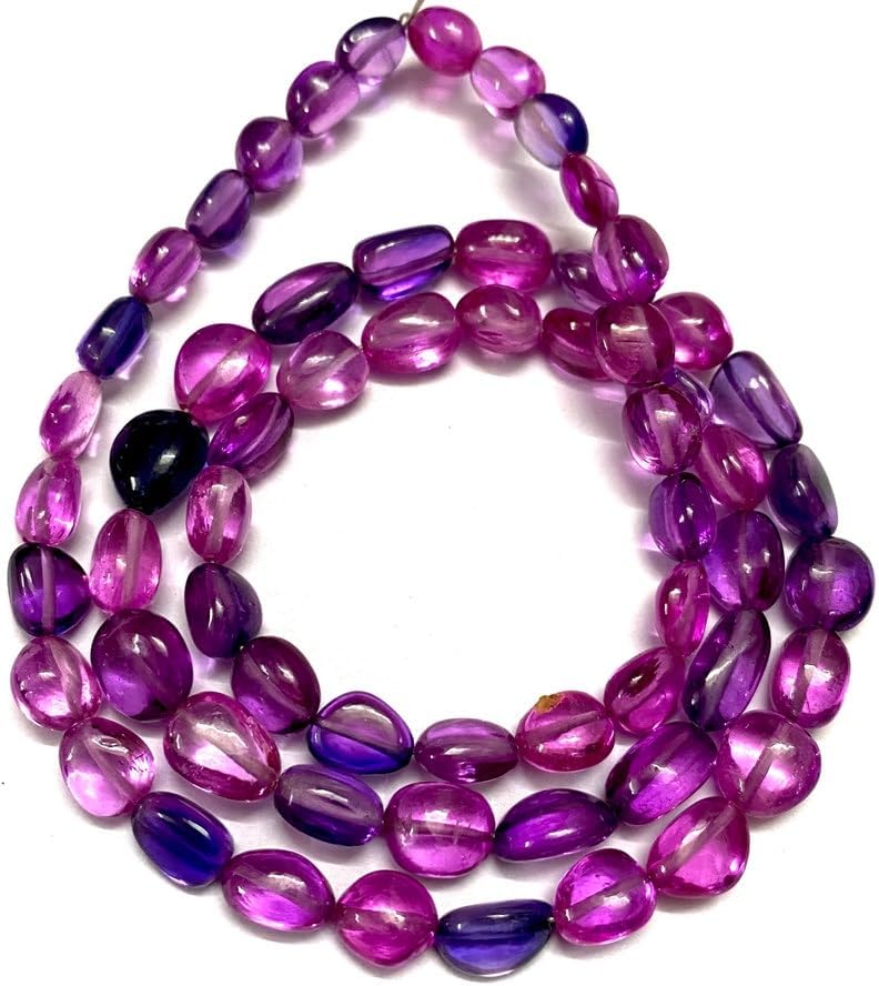 Natural Purple Sapphire Corundum Nuggets Smooth Beads 6-8 MM 20 inch Long String Jewelry Making Gemstone Beads for Necklace Bracelet