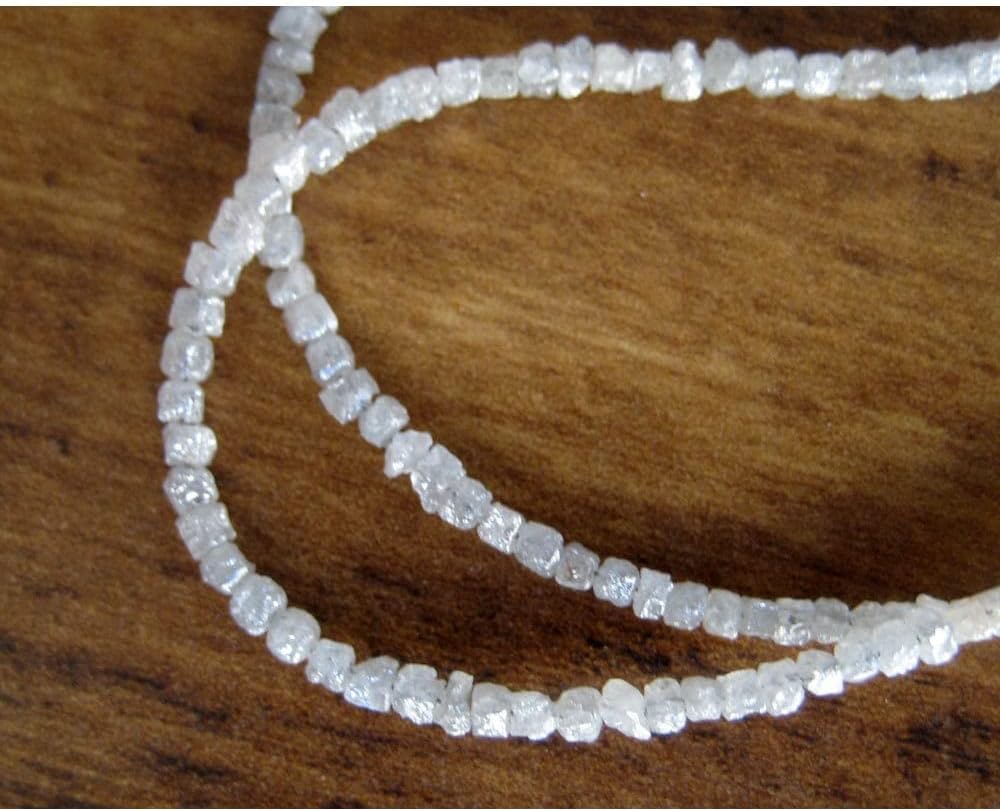 1mm To 2mm White Gray Diamond Box Beads, Rough Diamonds, Natural Raw Cube Diamonds, Conflict Free Diamond Beads For Jewelry (4IN To 16IN), 1-2 MM