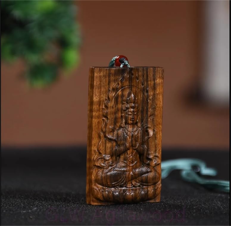 Agarwood True Vietnam Agarwood Hand Carving Aloewood Avalokitesvara Pendant Car Pendant