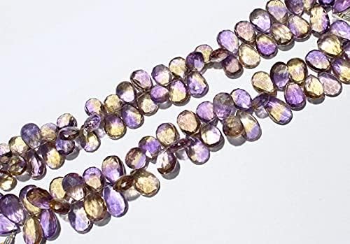 8 inch Strand of Natural Ametrine 7-19mm Pear Faceted briolette Beads for DIY Jewelry Making. |BRIO_00381