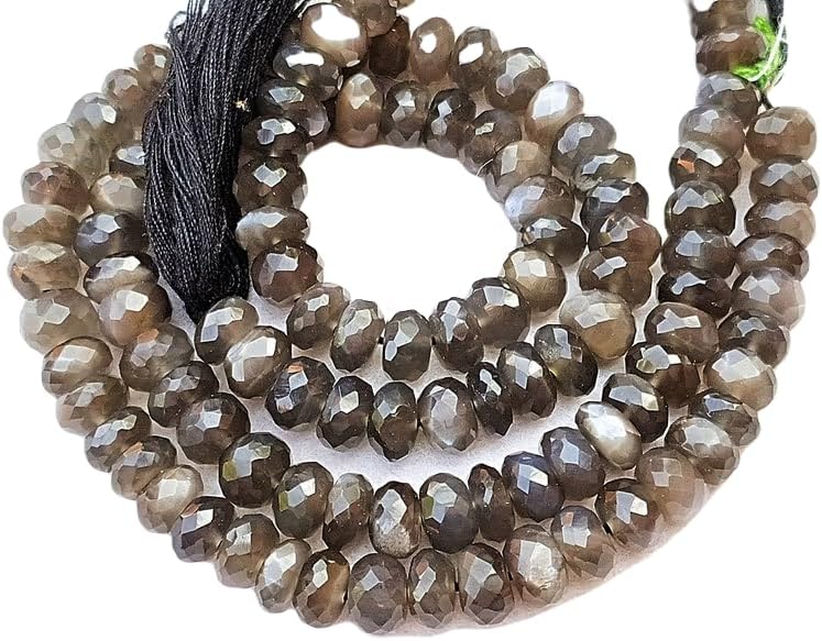 13 inch Strand of Natural gem Gray Moonstone, 7.5mm rondelle Faceted Beads for DIY Jewelry Making. | Beads_03946