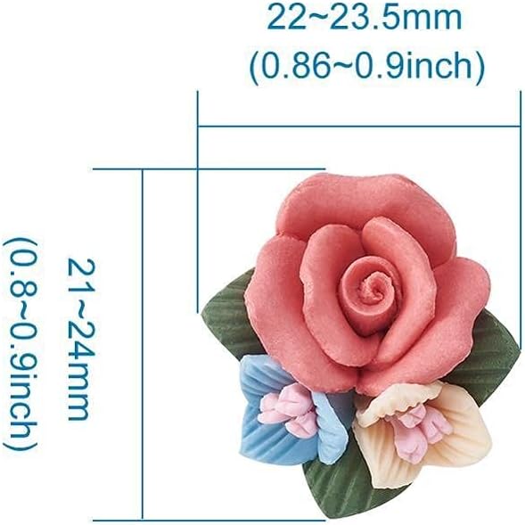 nt 100pcs Handmade Porcelain Cabochons China Clay Beads c Red for DIY Jewelry Accessories Handicrafts Supplies 23 * 12mm D118 (Color : Red)