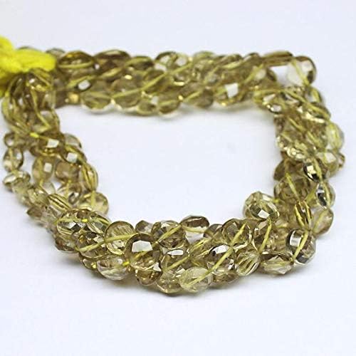 1 strand lemon quartz coin round faceted 10'' long strand gemstone beads, jewelry supplies for jewelry making, bulk beads, for meditation jewellery gemstone size 6mm to 7mm