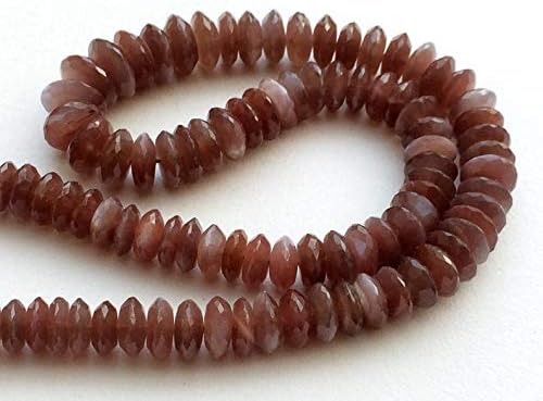 13 inch natural beads strand of 8-11mm faceted rondelle chocolate moonstone gemstone beads for DIY jewelry - necklace, bracelet, earring, ring.