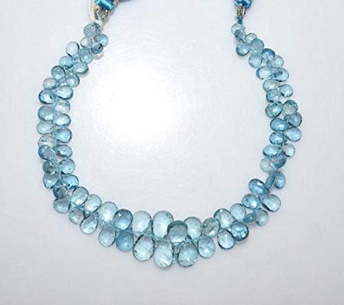 13 inch natural beads strand of 4x5-7x10mm faceted pear aquamarine gemstone briolletes beads for DIY jewelry - necklace, bracelet, earring, ring.