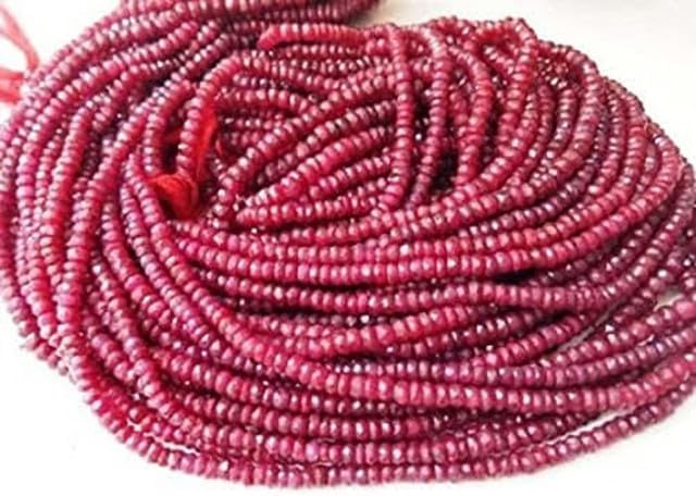 Natural Ruby 3mm-4mm Faceted rondelle Loose Gemstone Beads 13