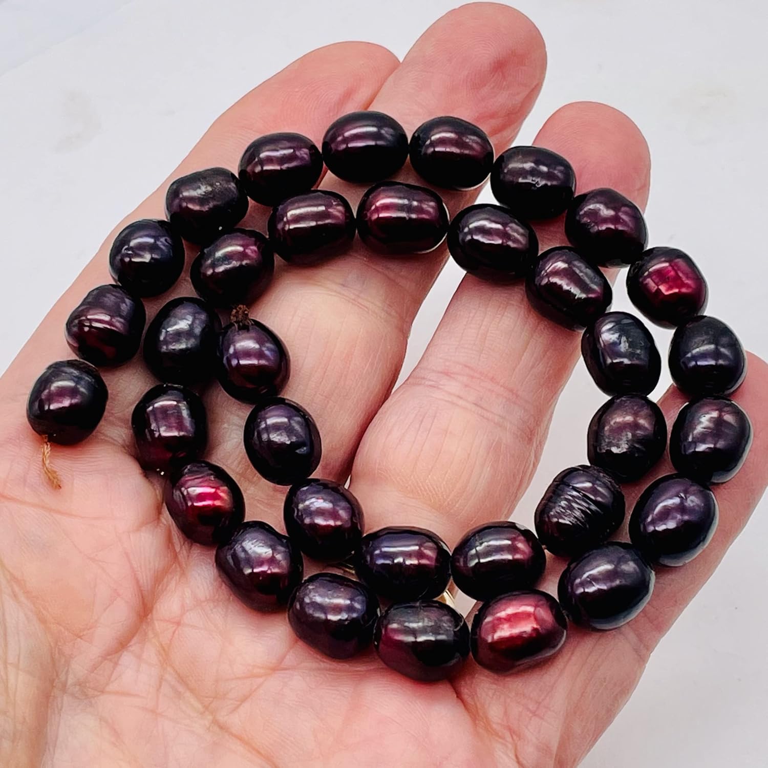 Stunning Black Cherry Freshwater 11x10 to 13x10mm Pearl Strand 109446 for Jewelry Making