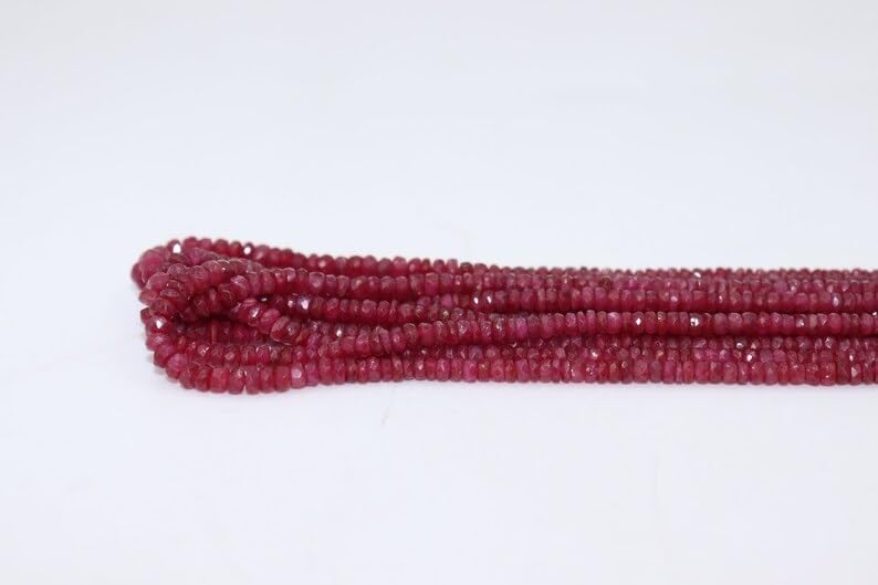AAA+ Quality Longido Ruby Faceted Rondelle 3mm Beads Strand for Jewelry Making Natural Pink Ruby Rondelle Wholesale Beads