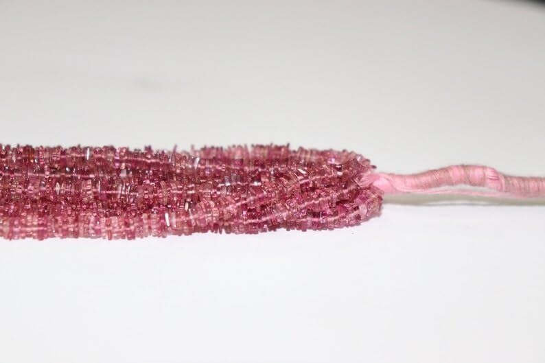 AAA+ Quality Pink Tourmaline Smooth Square 4-5mm Beads Strand for Jewelry Making Natural Pink Tourmaline Plain Heishi Square Wholesale Beads
