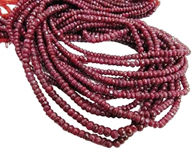 Natural Ruby Dyed Corundum Beads Size 3.5mm to 4.5mm, 13 Inch Long lot of 25 Strands CHIK-STRD-98834