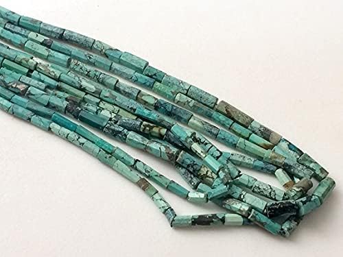 1 Strand Natural Arizona Turquoise Faceted Tube Beads, Natural Turquoise Tubes, Turquoise Necklace, 7-15mm, 16 Inch