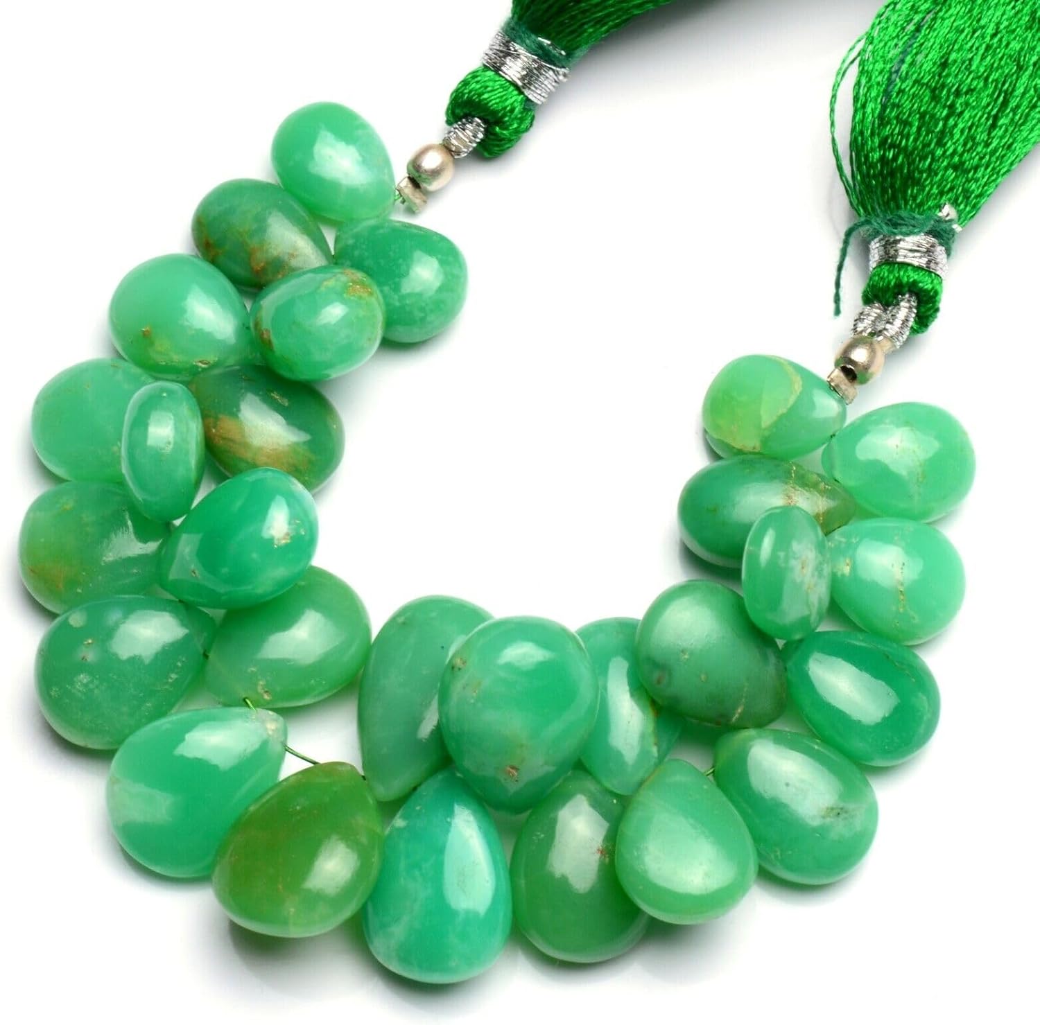 8 inch Strand of Natural Chrysoprase 10x8-13x11mm Pear Smooth briolette Beads for DIY Jewelry Making. |BRIO_02349