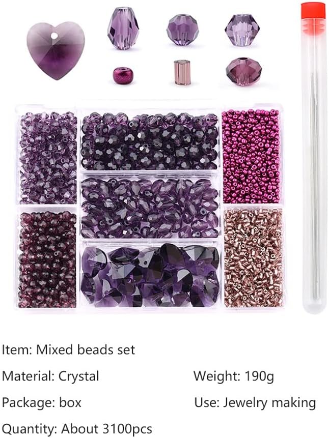 Mixed Shape Beads Set Crystal Beads Faceted Beads Charm Glass Beads Loose Spacer Beads for Jewelry Making DIY (Color : A, Size : 1)