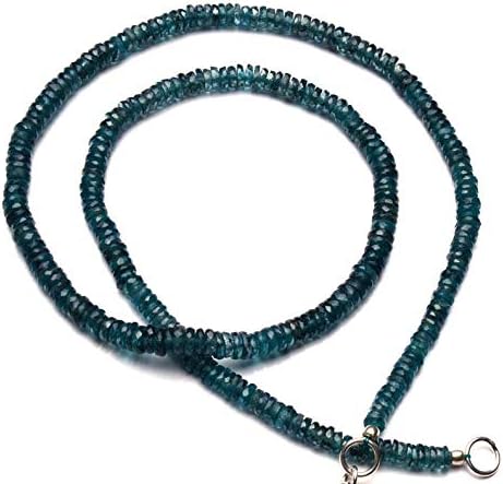 Natural Rare Gemstone Orissa India Green Color Kyanite 5MM Faceted Heishi Beads 18 Inch Full Strand Fine Qulaity Complete Necklace